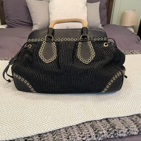 Prada Leather Trimmed Raffia frame bag - Picture 3 of 8